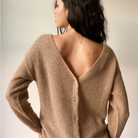 🍁 Aritzia Wilfred Front To Back red brown orange mohair alpaca cardigan sweater - Picture 7 of 8